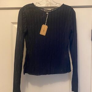 NWT NATURAL LIFE BLACK RIBBED LAYERING. SWEATER MEDIUM